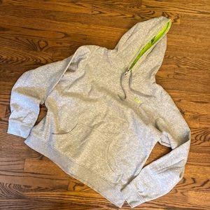Under Armour hooded sweatshirt. Grey with lime green accent. Size L